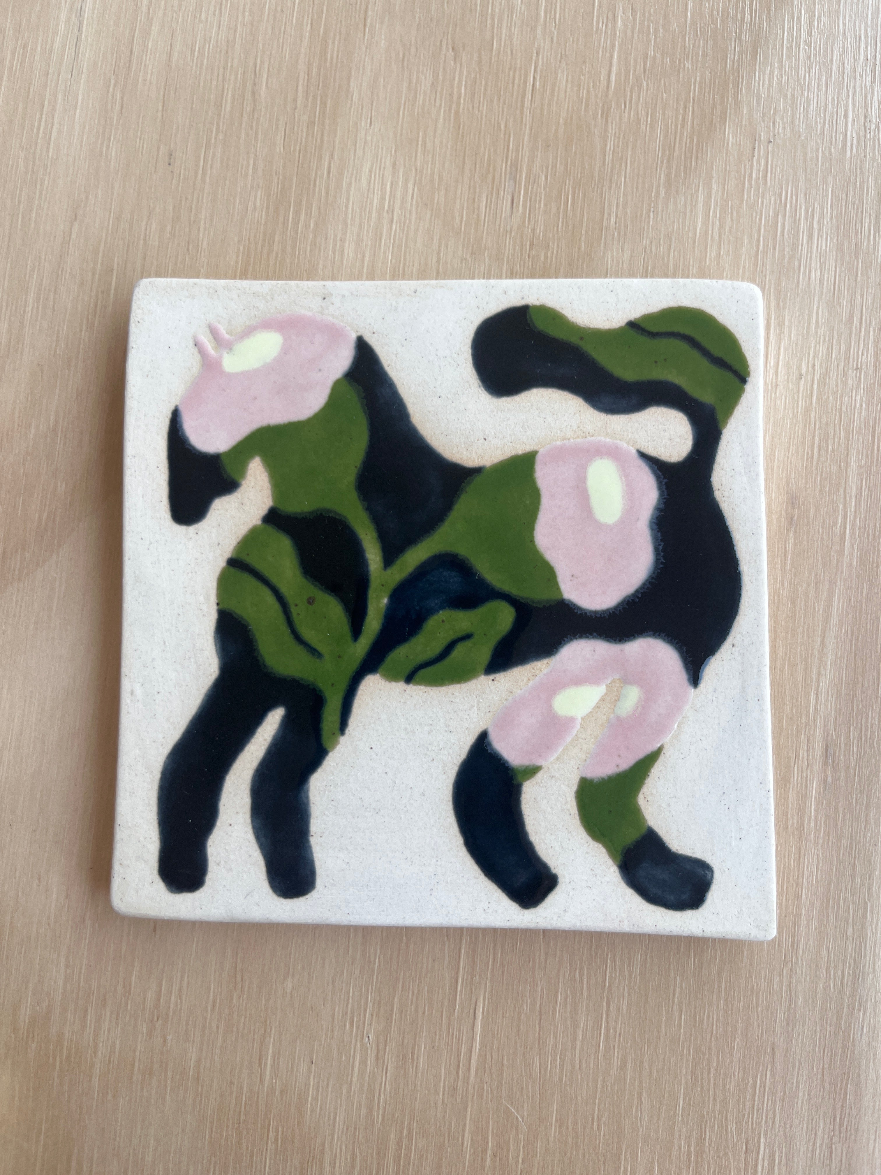 Azulejo Caballo Flores