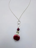 Gragantilla cadena plata charm rubi